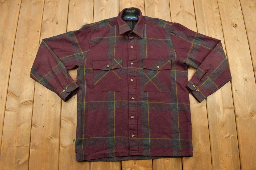 Vintage 1990s Claybrooke Outdoors Plaid Lined Flannel Button Up Shirt