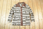 Vintage 1960s Knit Abstract Pattern Button Up Cardigan Sweater Mens M