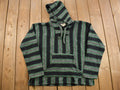 Vintage 1990s Hooded Pullover Striped Knit Poncho Blanket Hoodie