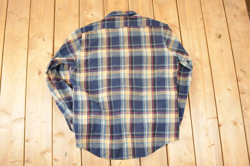 Vintage 1980s Sears Plaid Lined Button Up Shirt Men's L