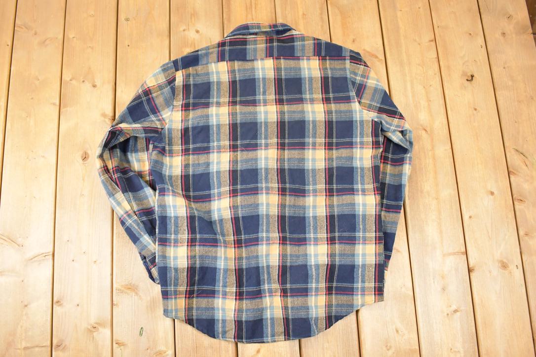 Vintage 1980s Sears Plaid Lined Button Up Shirt Men's L
