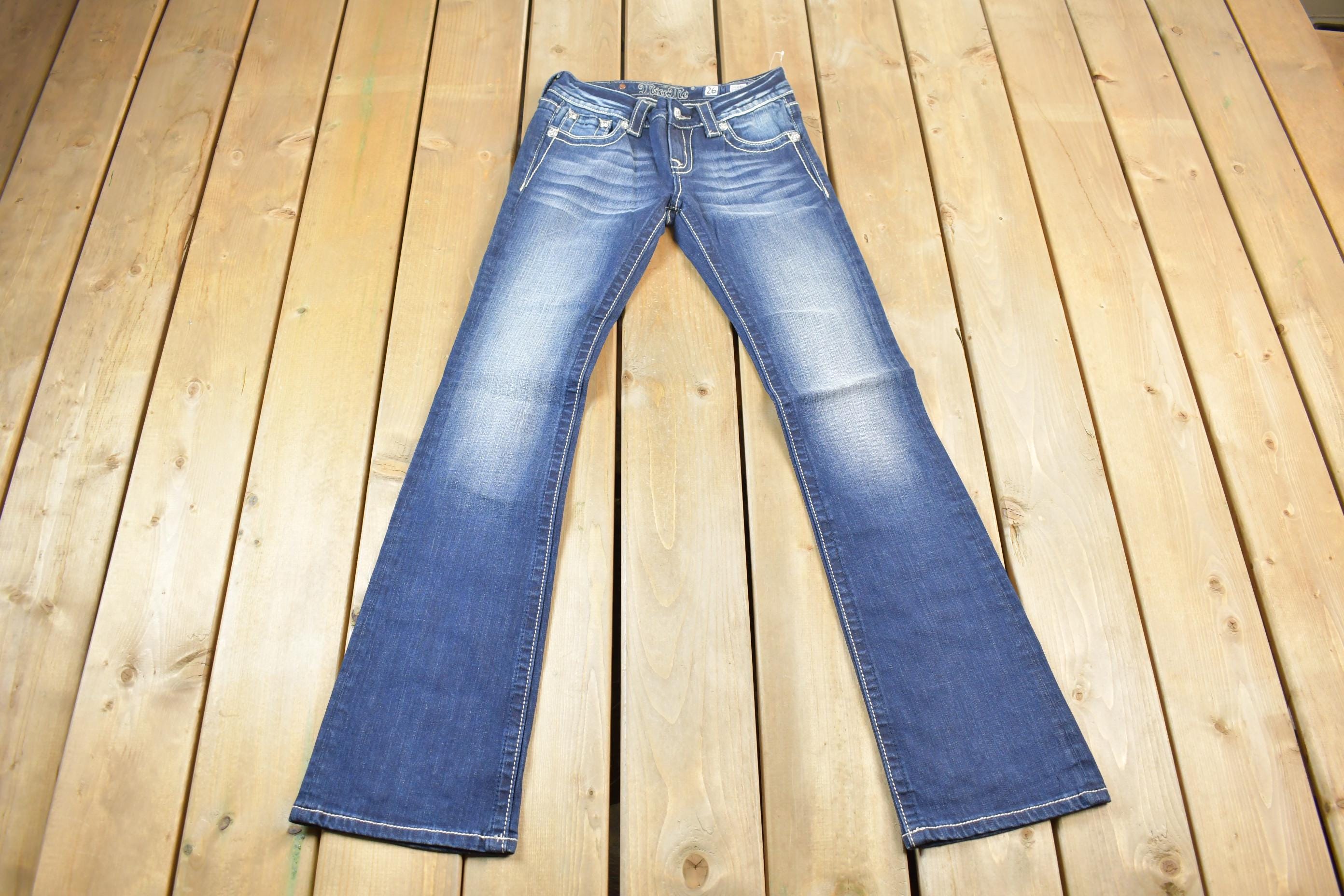 Vintage Y2K Miss Me Bedazzled Low Rise Jeans Size 26x33