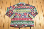 Vintage 1990s Alfred Dunner Abstract Floral Pattern Graphic Fleece Zip Up Sweater