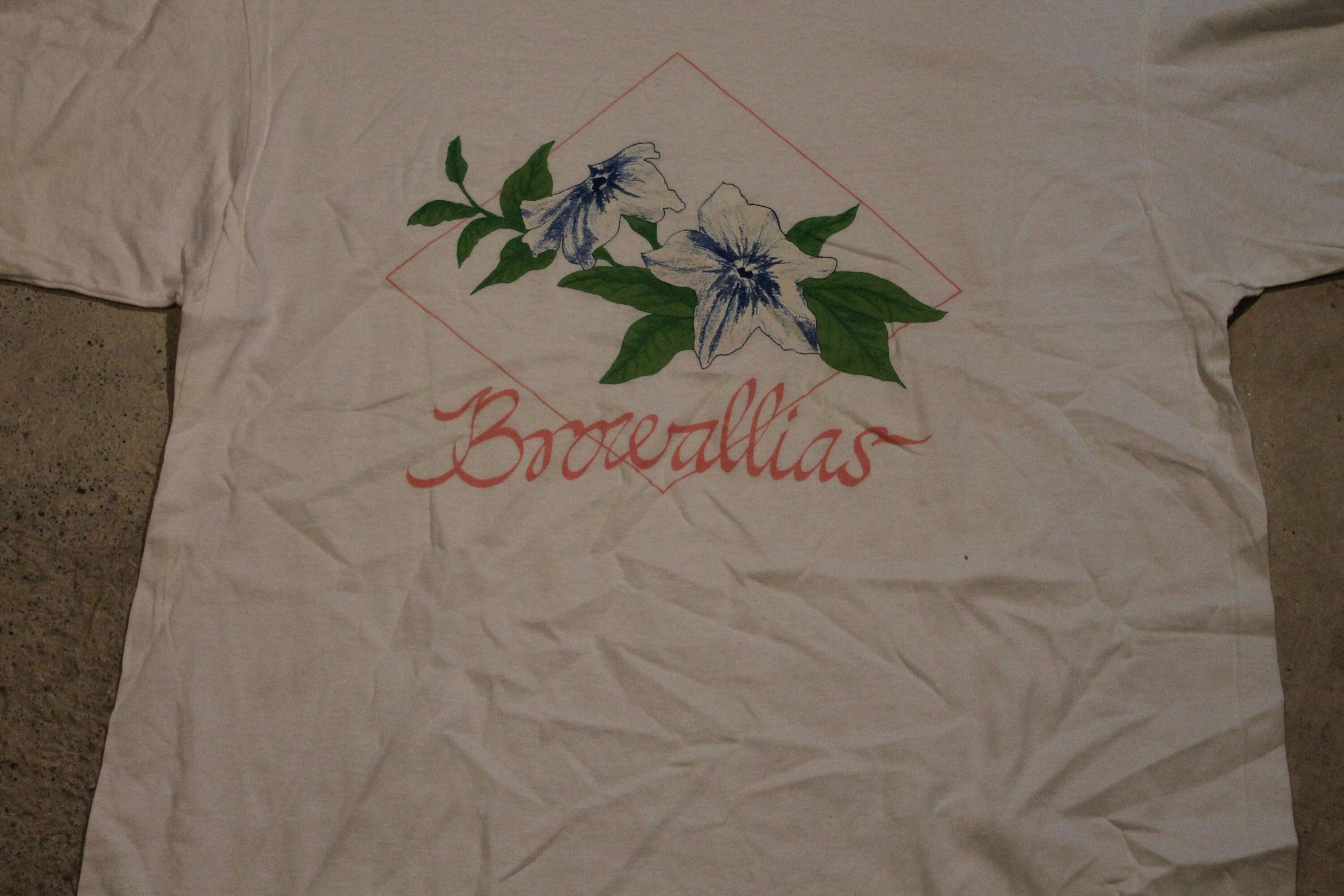 Vintage 1980s Browallia Flower Graphic T Shirt