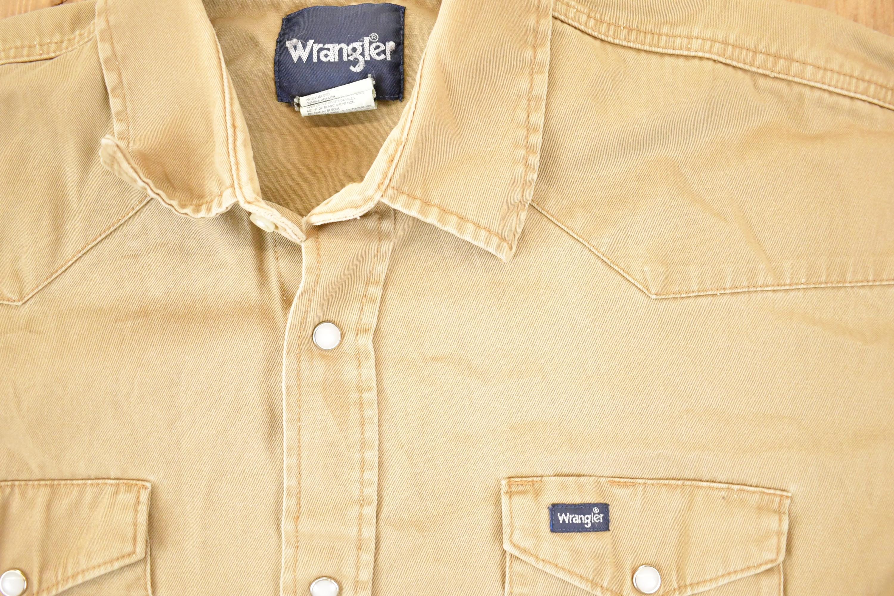 Vintage 1990s Wrangler Tan Western Button Up Shirt Men's XL