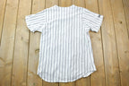Vintage 1990s New york Yankees Pinstripe Majestic Button Up Shirt MLB Graphic T-Shirt