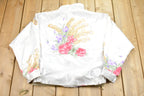 Vintage 1990s Floral Reversible Satin Full Zip Jacket Athleisure Streetwear