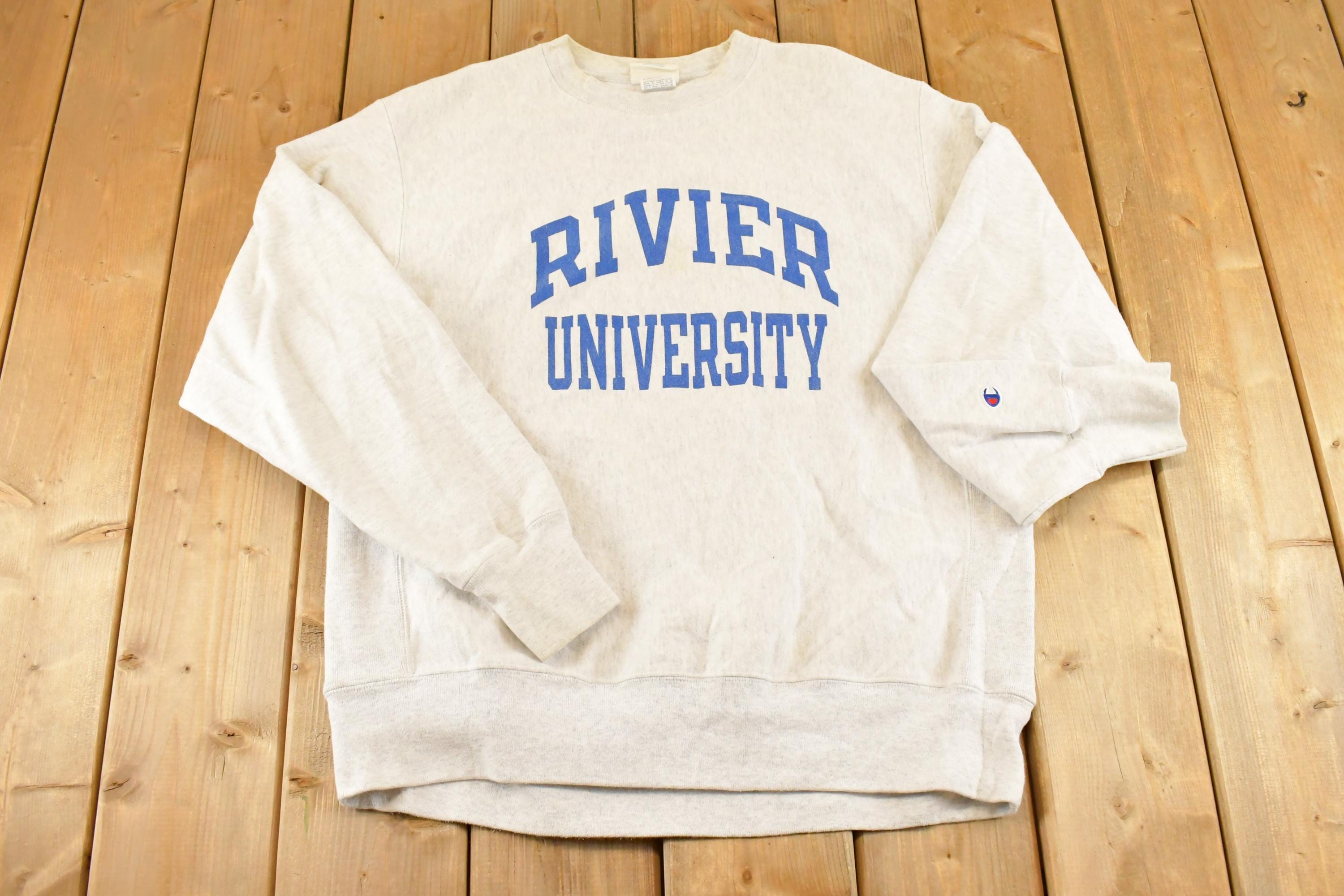 Vintage Y2K River University Champion Reverse Weave Sweatshirt Men's L / 2000s Heavyweight Sweater / 2000s Cross Grain