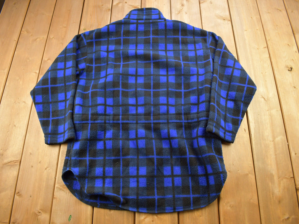 Vintage 1990s Plaid Fleece Quarter Zip Sweater