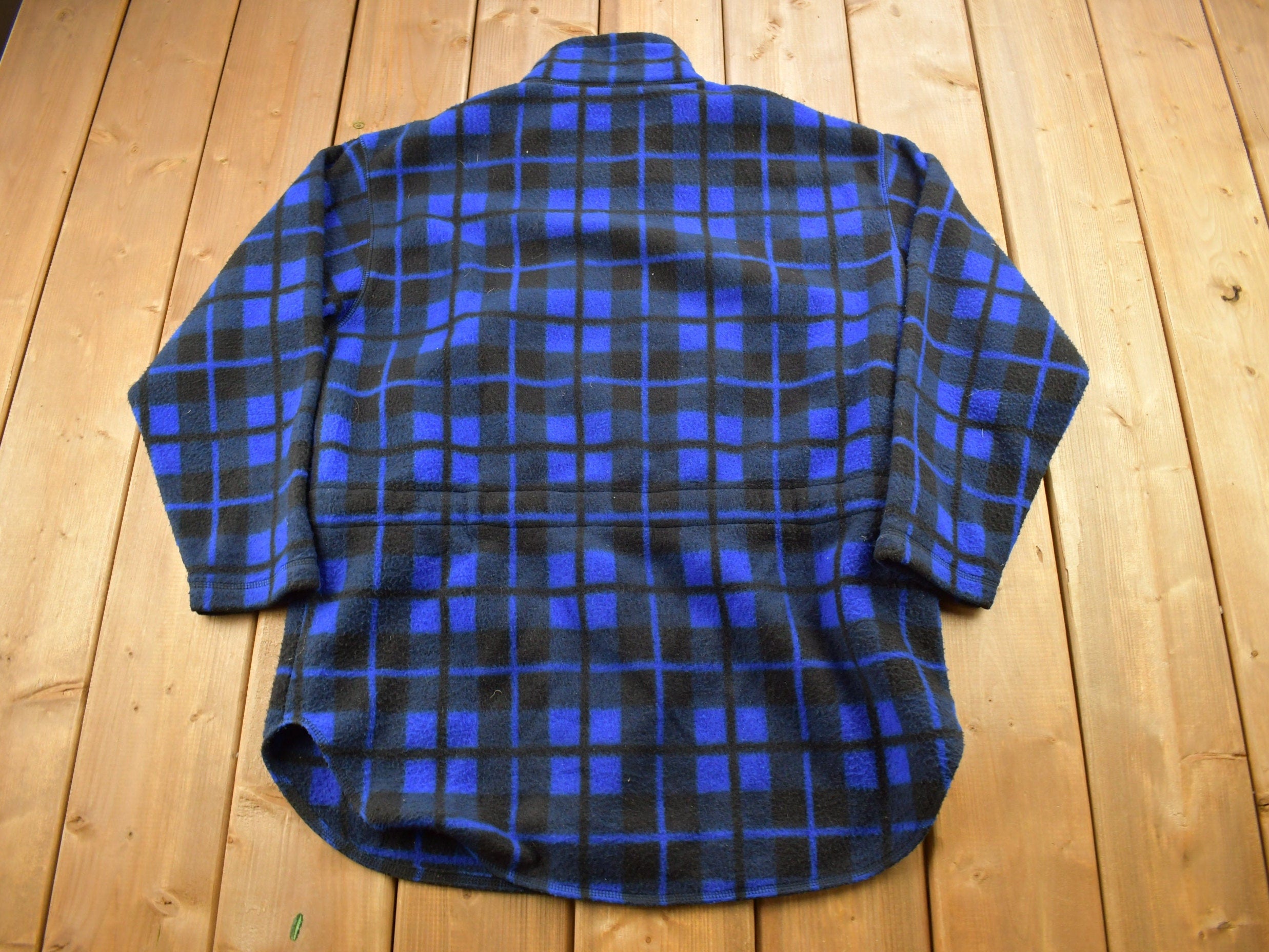 Vintage 1990s Plaid Fleece Quarter Zip Sweater
