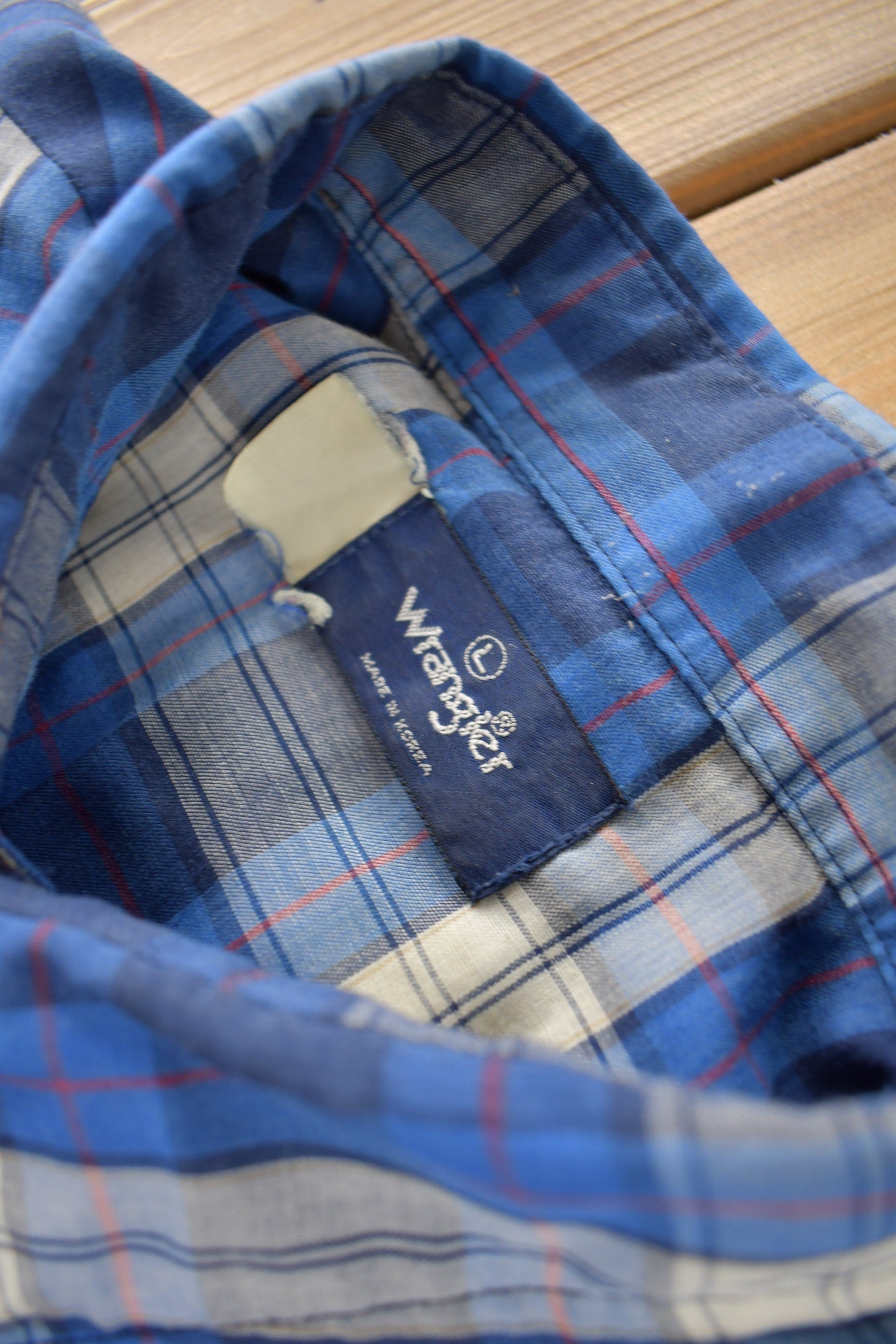 Vintage 1990s Wrangler Western Shirts Pearl Snap Short Sleeve Plaid Button Up Shirt Size L