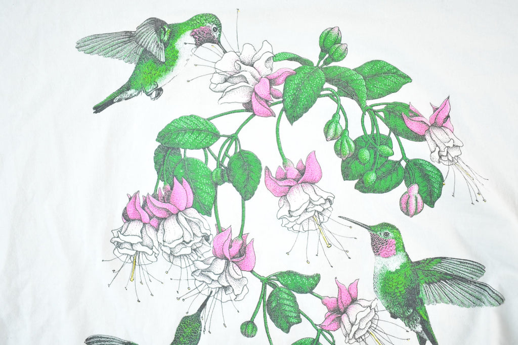 Vintage 1990s Cotton Grove Hummingbird Floral Souvenir T-Shirt Womens XXL