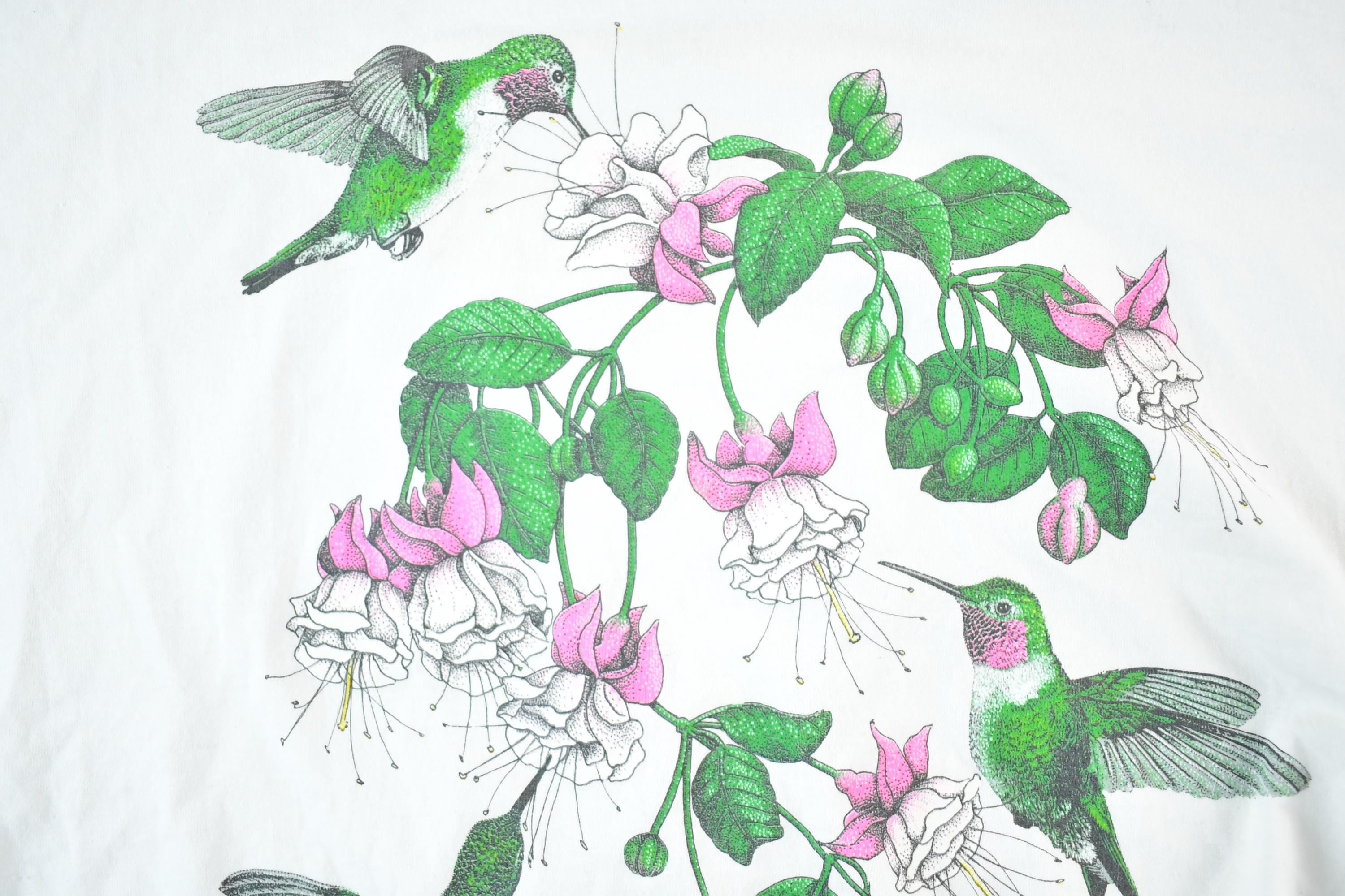 Vintage 1990s Cotton Grove Hummingbird Floral Souvenir T-Shirt Womens XXL
