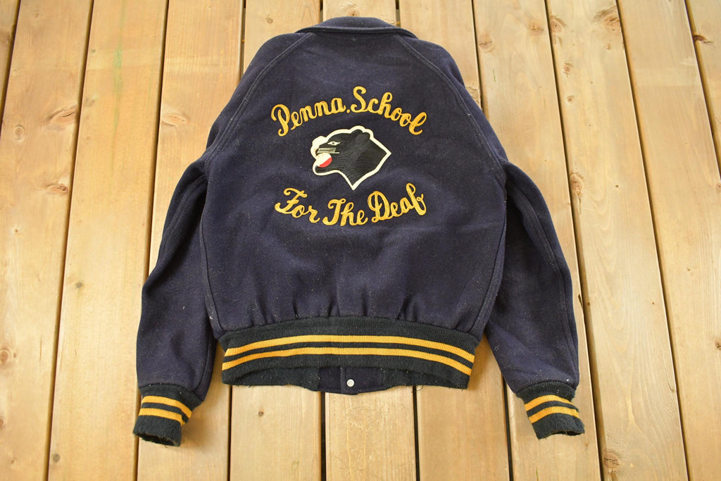 Vintage 1960s Penna School For The Deaf Wool Varsity Jacket Men's S