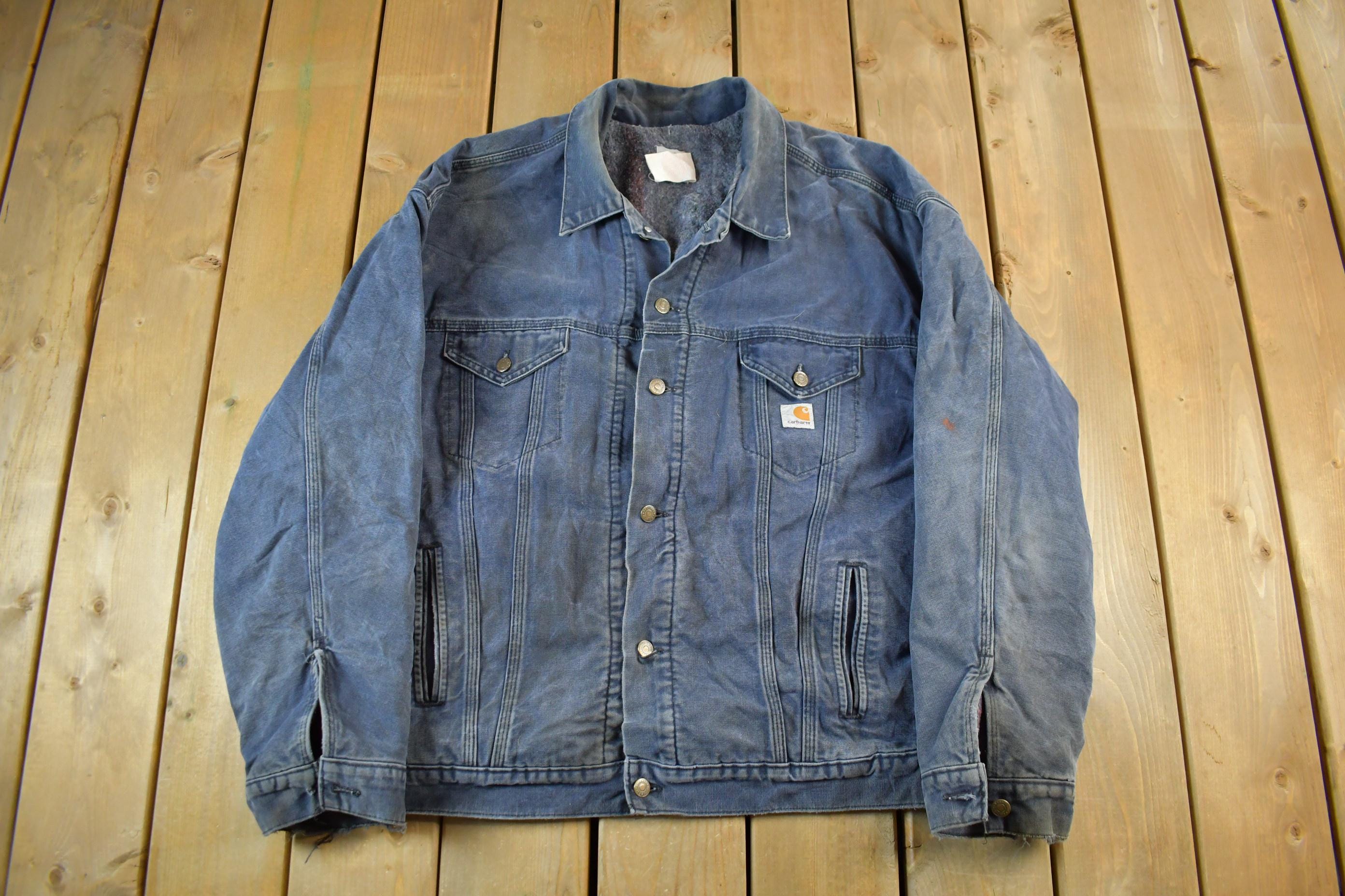 Vintage 1990s Carhartt Distressed Sun Faded Trucker Jacket Men's 3XL