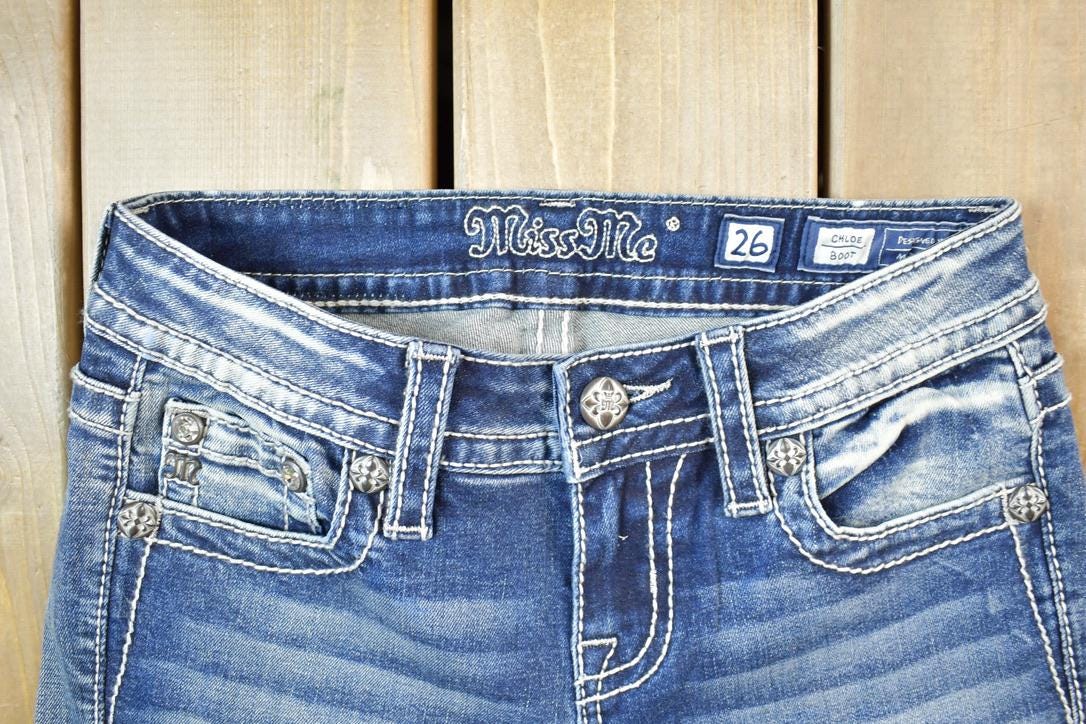 Vintage Y2K Miss Me Bedazzled Low Rise Jeans Size 26x31