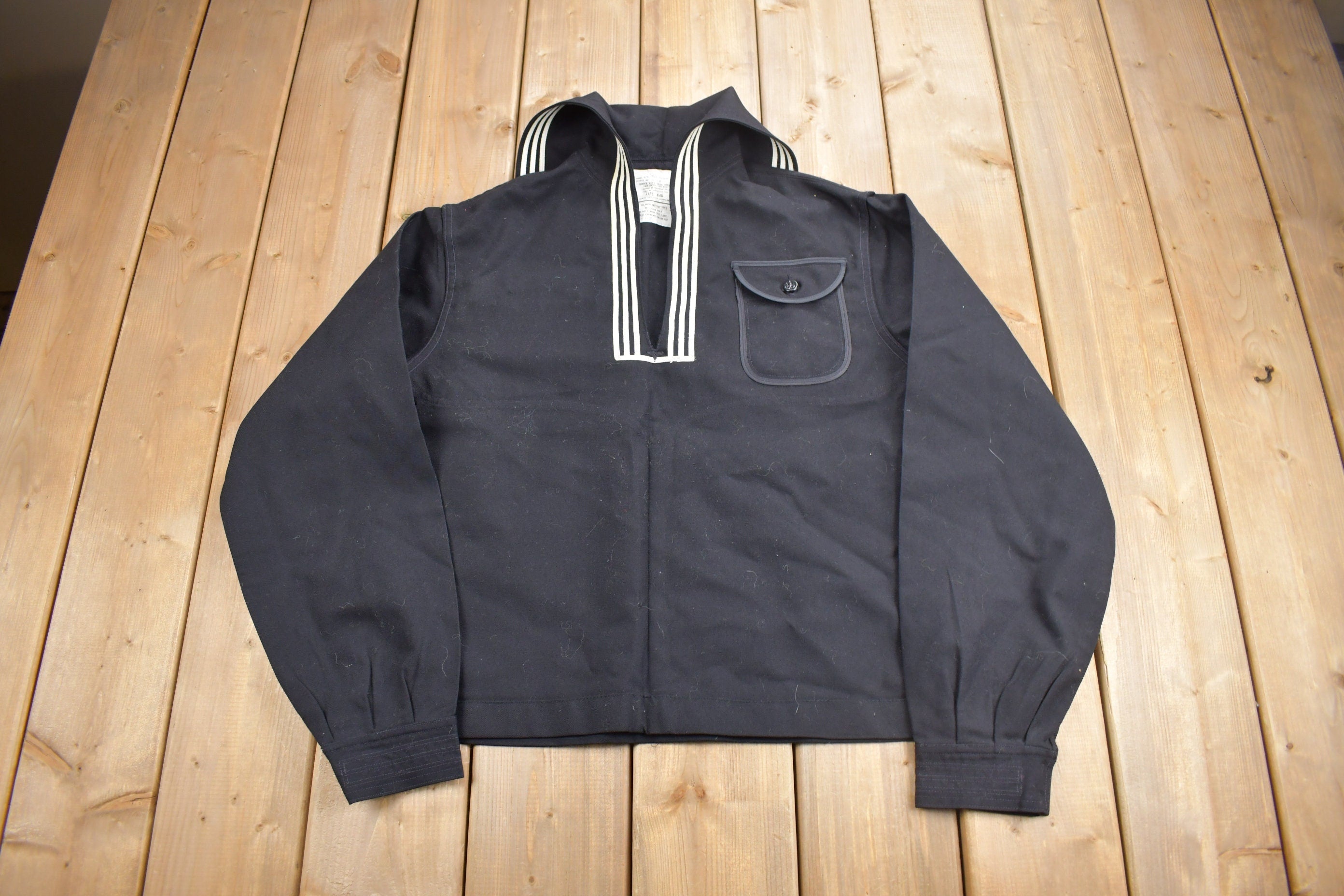 Vintage 1990 Mens Blue Dress Jumper Naval Uniform Sweater