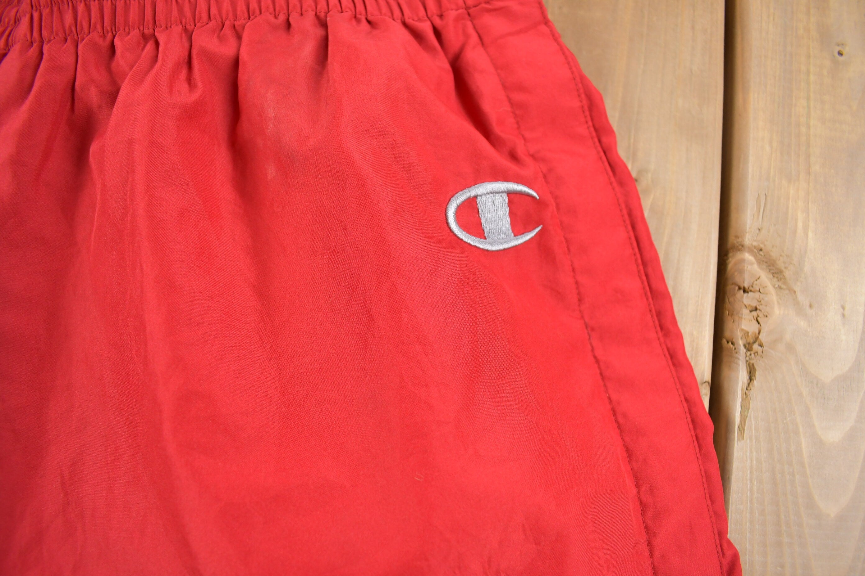 Vintage 1990's Champion Red Track Pants Zipper Cuffs 33 x 30