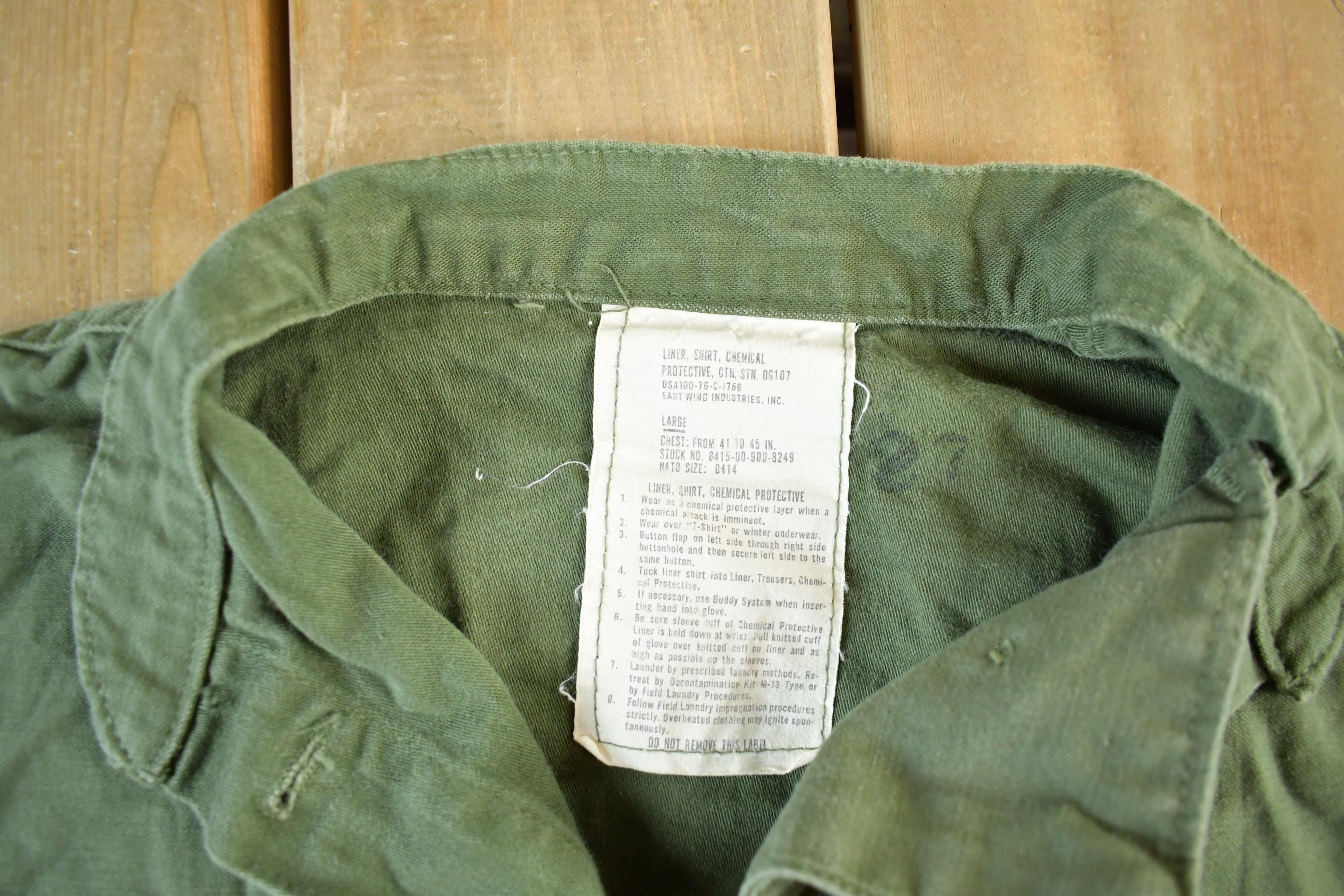 Vintage 1976 Army OG-107 Military Sateen Shirt Men's Large