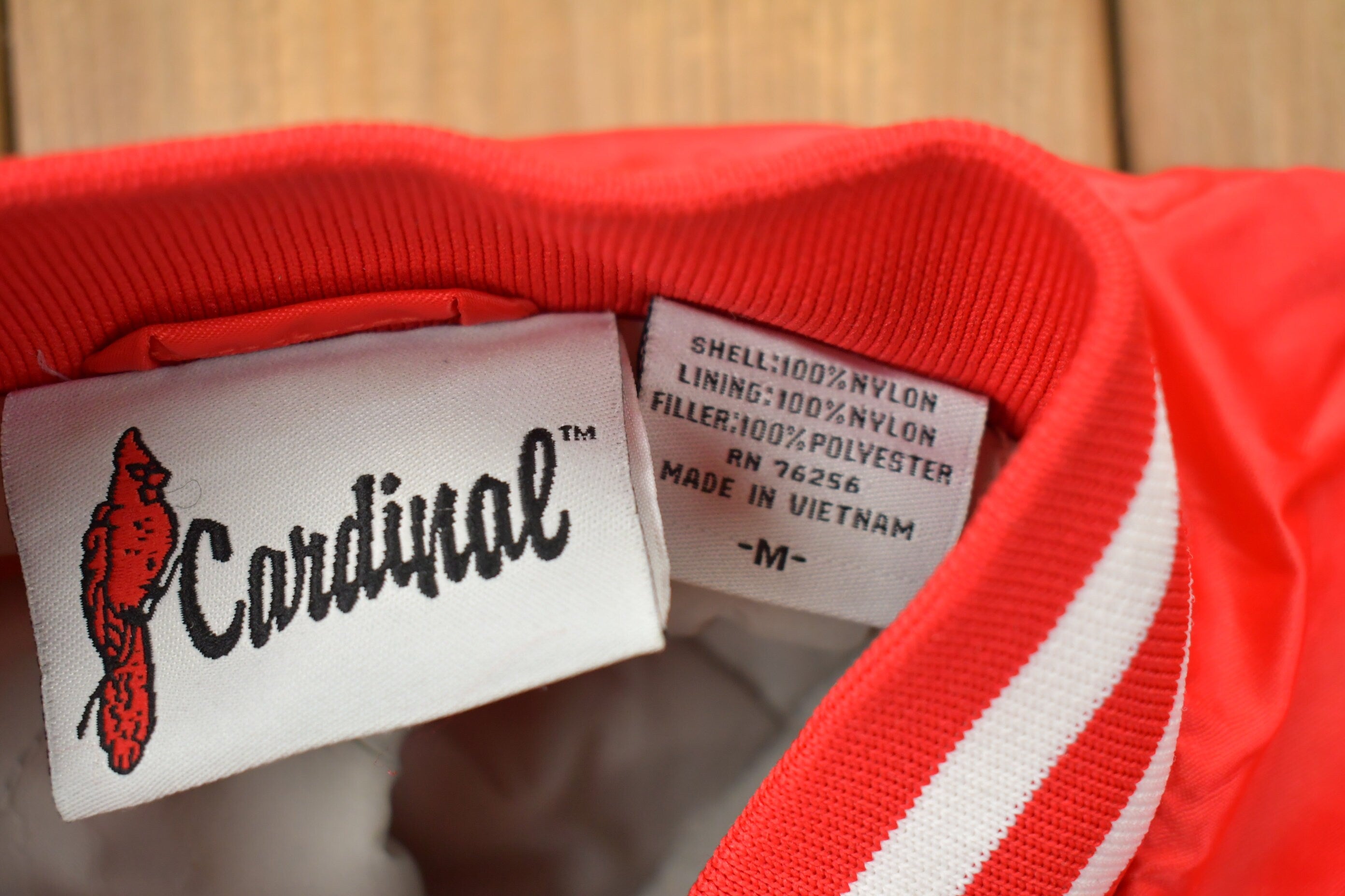 Vintage 1990s Cardinal Frat Satin Bomber Jacket
