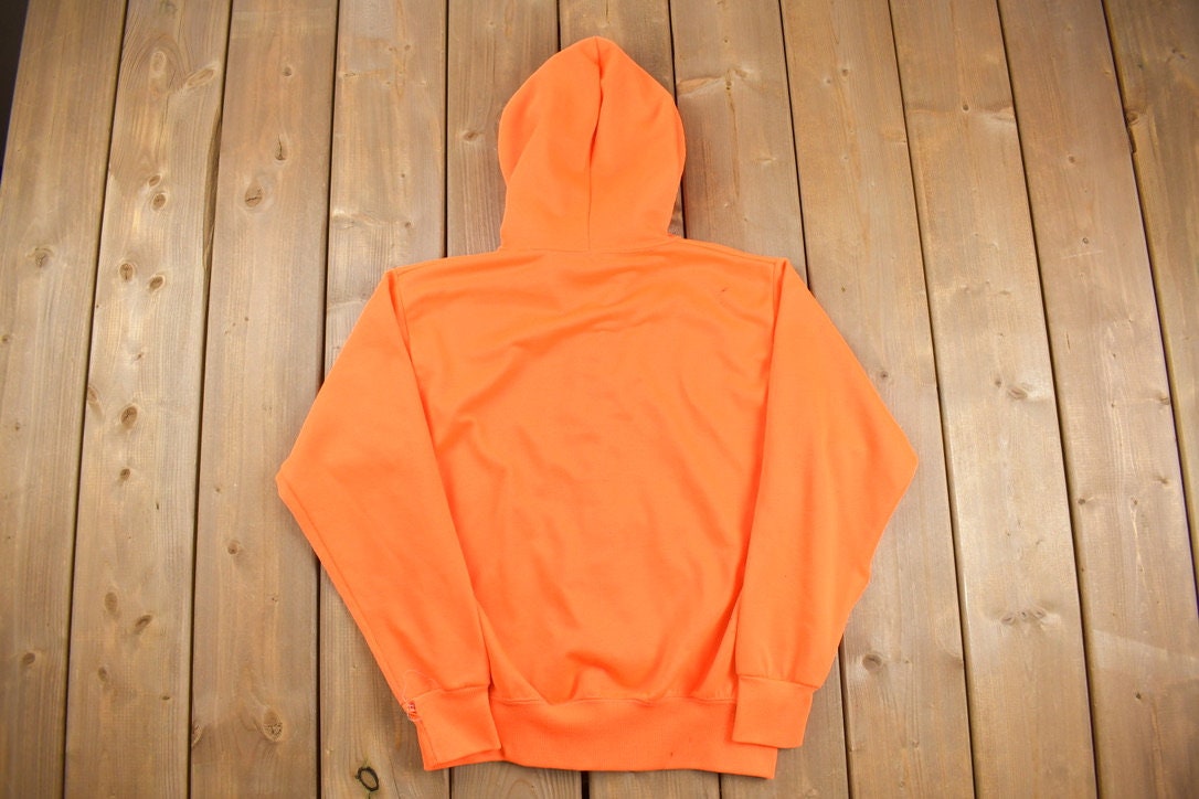 Vintage 1970s Orange Thermal Zip Up Hoodie / 70s Hoodie / True Vintage Hoodie / 70s Hoodie / Papaw / Basic / Essential / Made in USA /