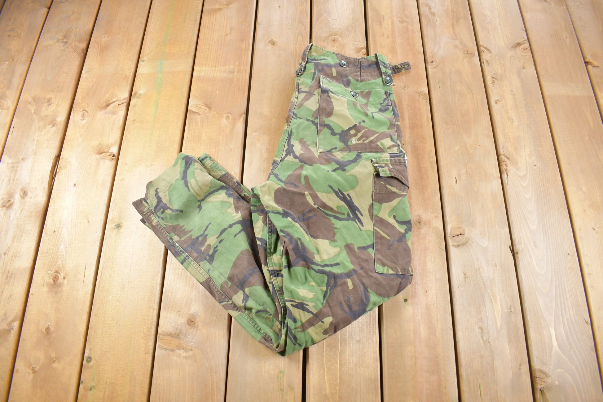 Vintage 1980s Army Woodland Military Camouflage Cargo Pants Size 31 x 30