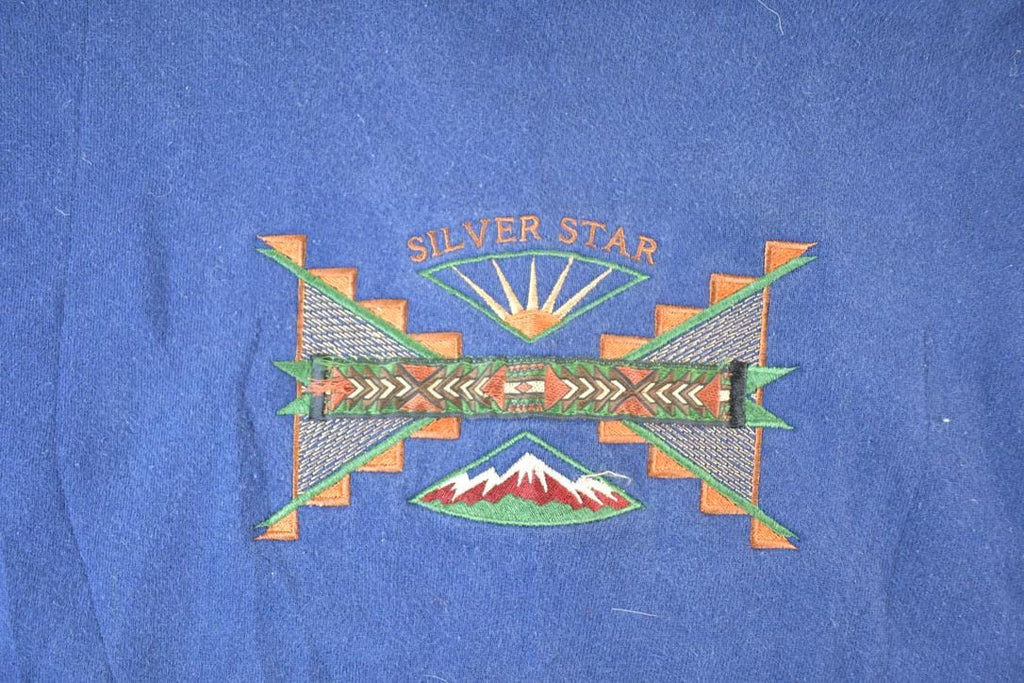Vintage 1990s Silver Star Aztec Collared Crewneck Sweatshirt Mens L