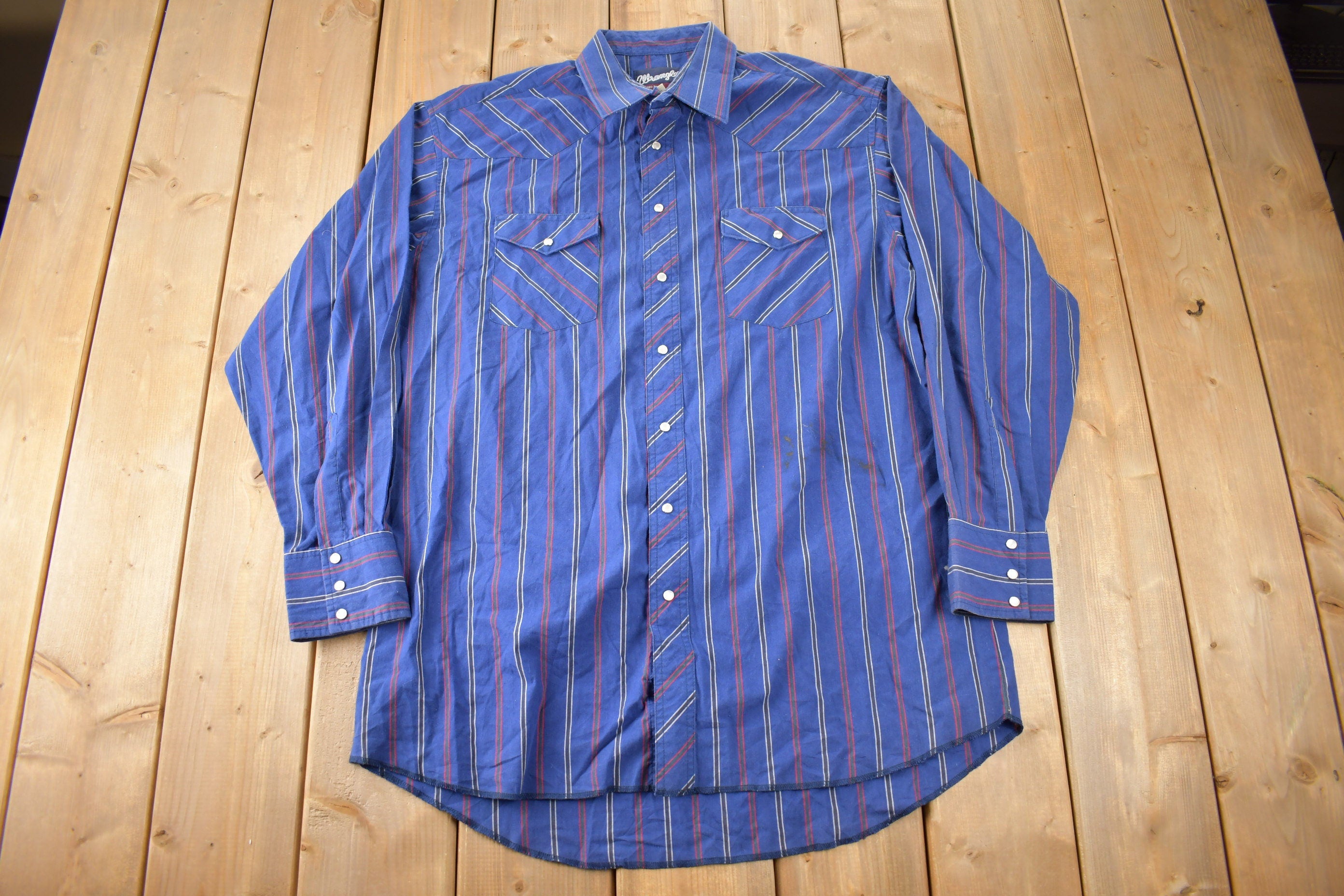 Vintage 1990s Wrangler Western Shirts Pearl Snap Button Up Rodeo Shirt Size XL