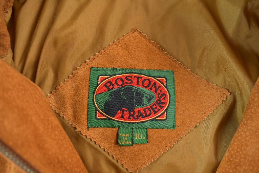 Vintage 1980s Boston Traders Suede Leather Bomber Jacket
