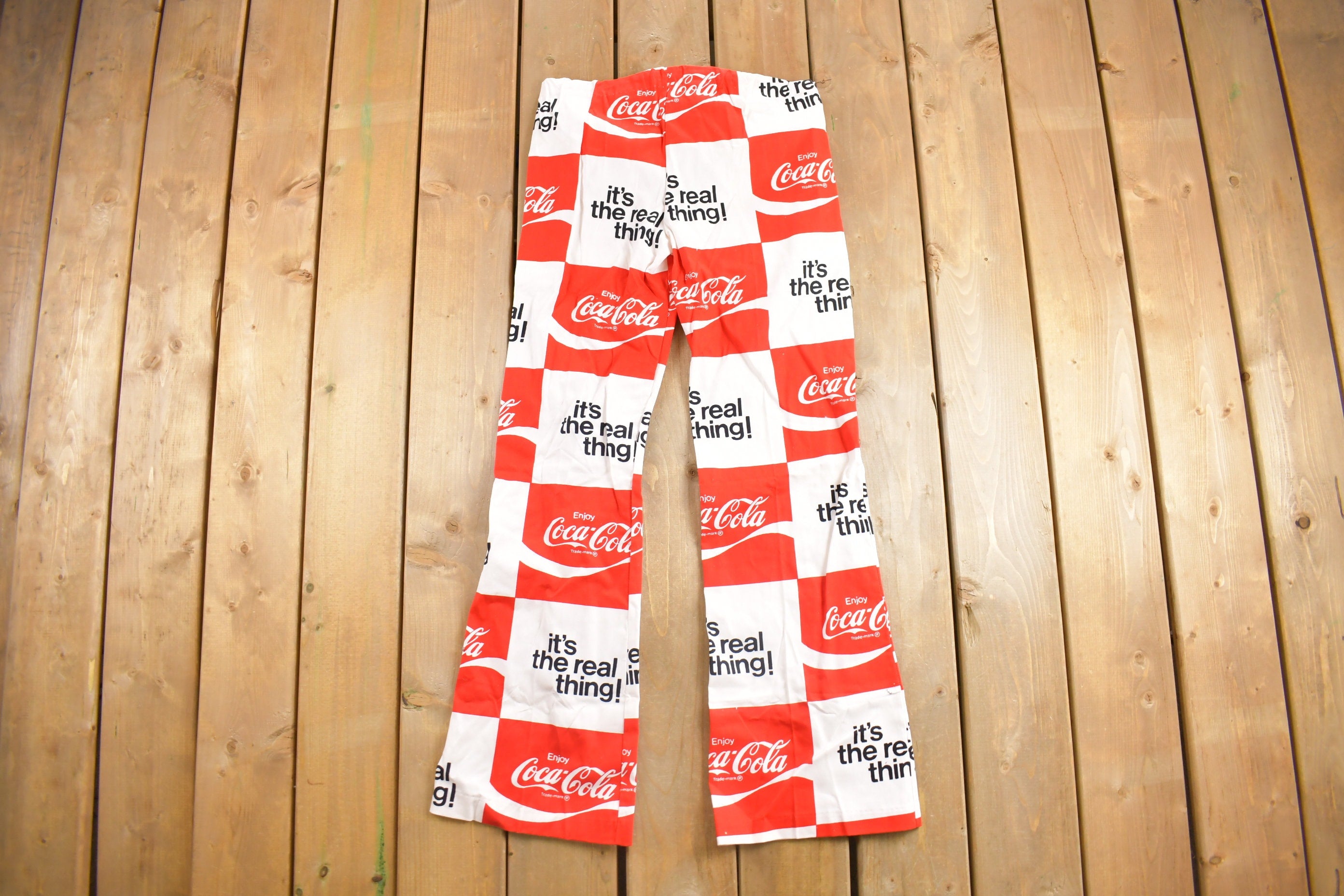 Deadstock Vintage 1970s Coca Cola Flared Trousers Size 32 x 31.5
