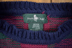 Vintage 1990s Hunt Club Cable Plaid Knit Crewneck Sweater