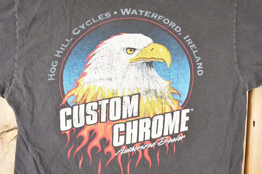Vintage 1990s Revtech Custom Chrome Bald Eagle Motorcycle Souvenir T-Shirt Men's M