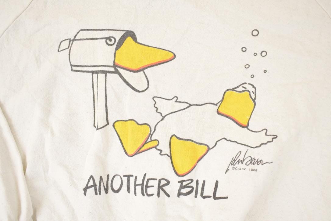Vintage 1986 Another Bill Cartoon Duck Graphic Print Crewneck Sweatshirt Mens M