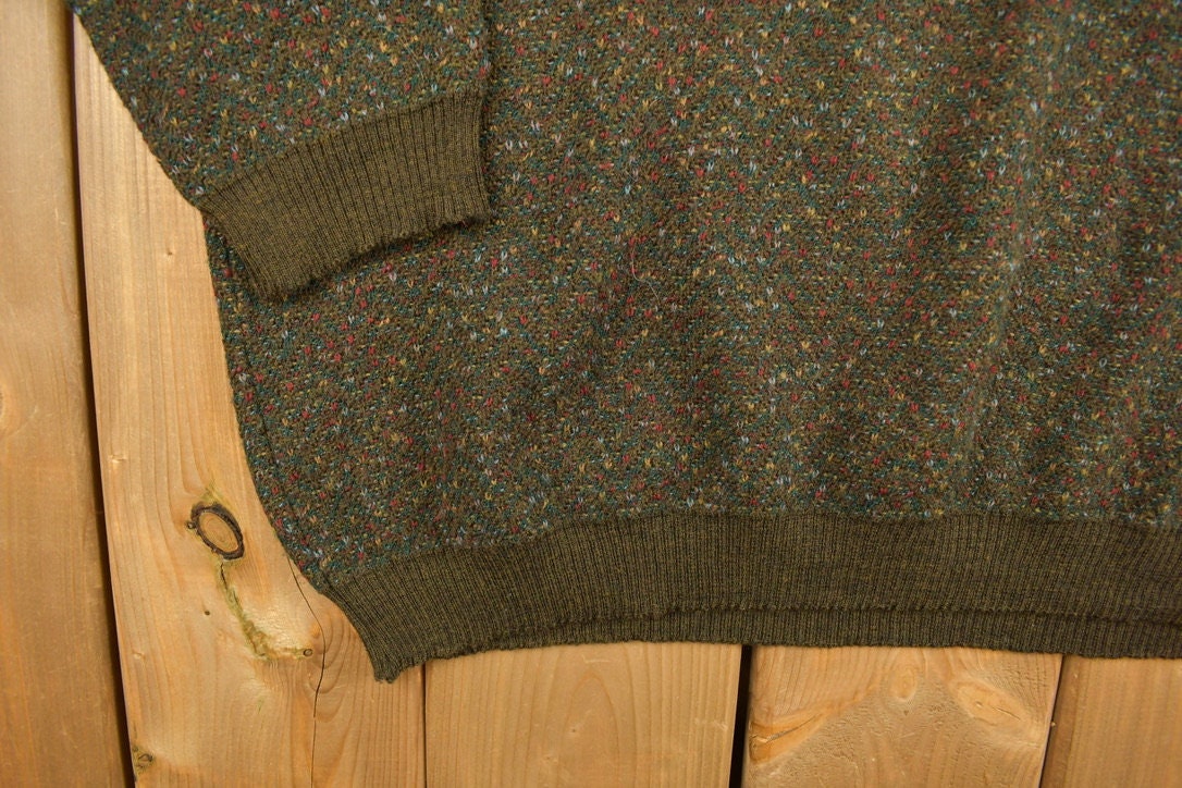 Vintage 1990s Tricots St Raphael Knit Brown Sweater  Vintage 90s Crewneck  All Over Pattern  Basic  Sweatshirt  Abstract Pattern