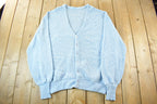 Vintage 1970s 1980s Knit Cardigan Sweater Men's 2XL  Made in USA  Vintage 80s V Neck Button Up  Preppy Knitted Top
