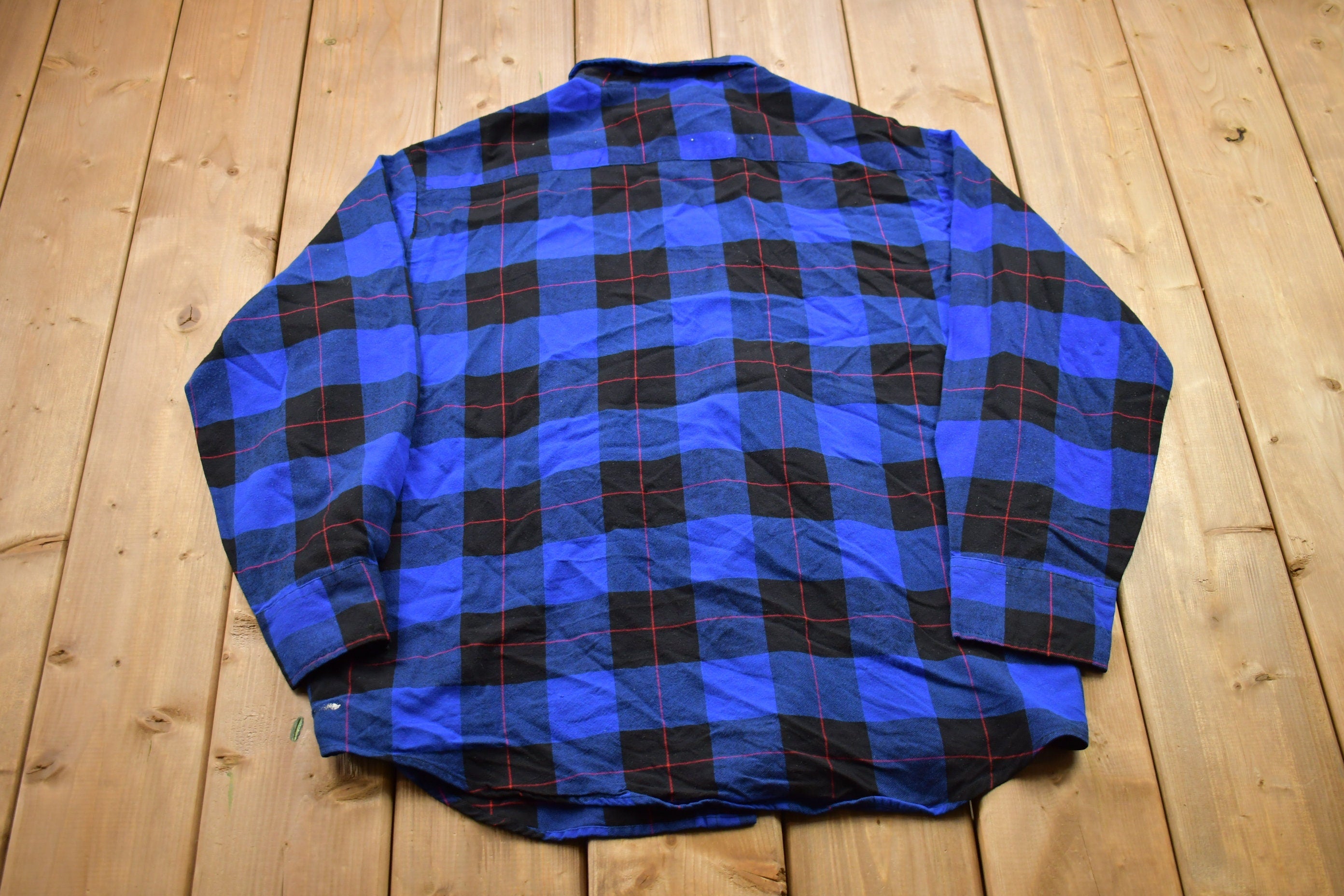 Vintage 1990s Timber Ridge Blue Plaid Flannel Button Up Shirt  1990s Button Up  Vintage Flannel  Plaid Shirt  Button Down  90s Plaid