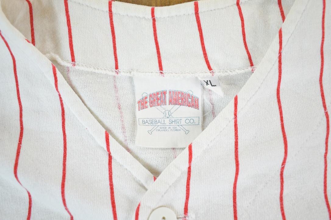 Vintage 1990s USA Striped Button Up Baseball Jersey