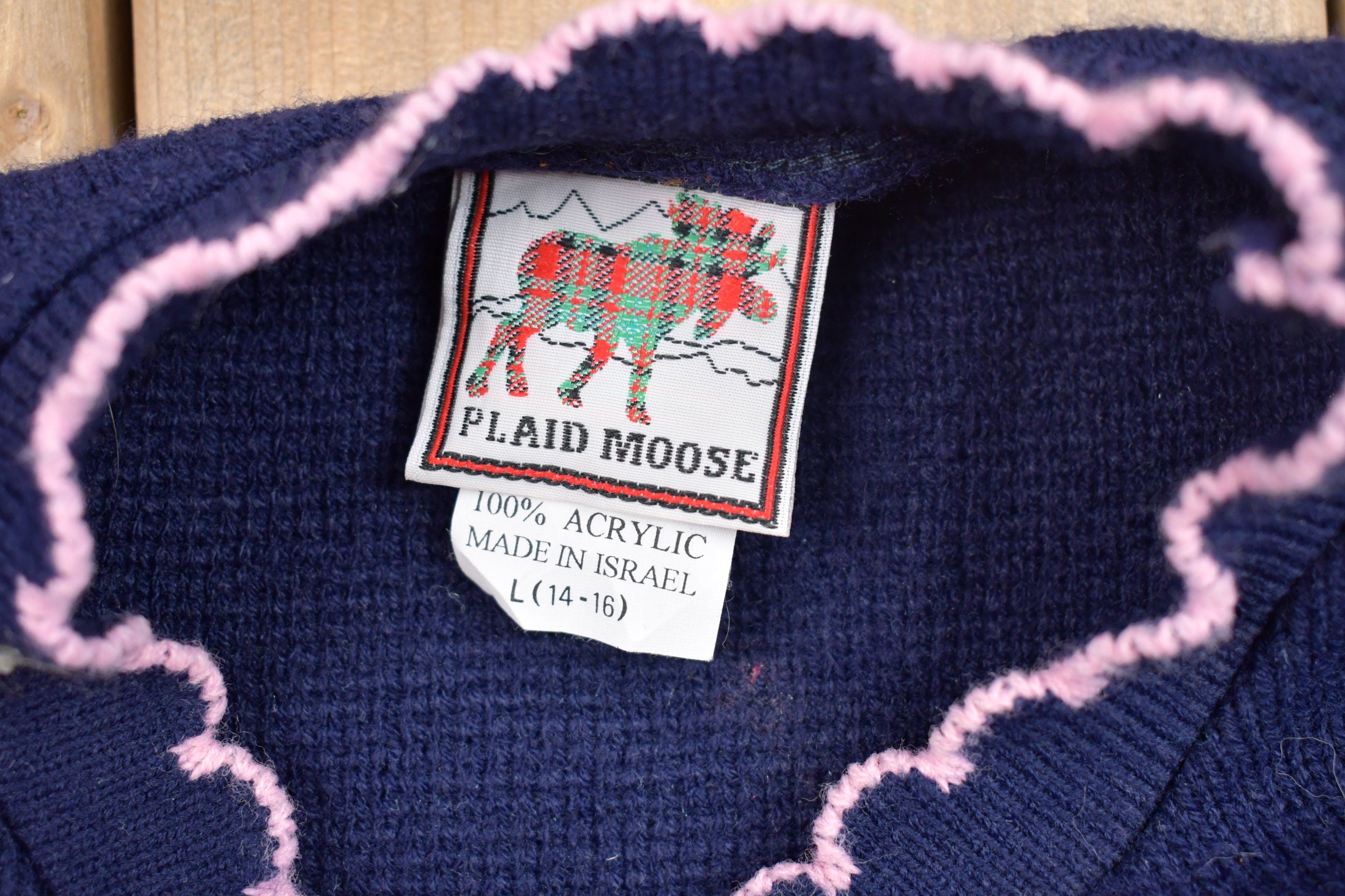 Vintage Plaid Moose Floral Knitted Sweater