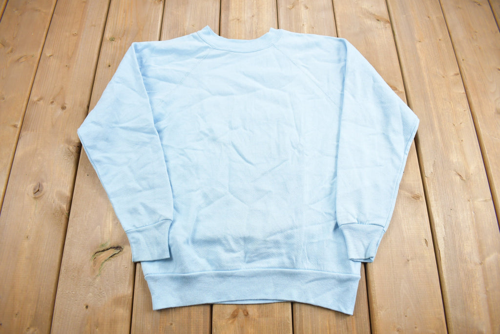 Vintage 1980s Light Blue Blank Raglan Crewneck Sweatshirt