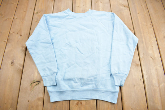 Vintage 1980s Light Blue Blank Raglan Crewneck Sweatshirt / 80s Crewneck / Made In USA / Essential / Streetwear / 80s Blank