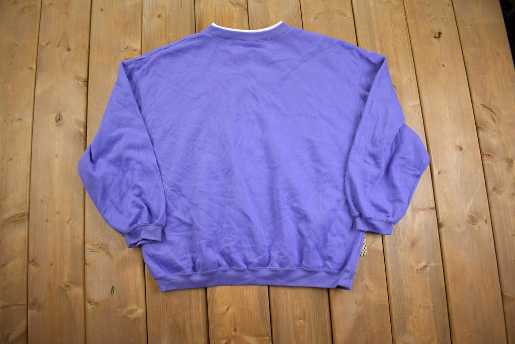 Vintage 1990s Flower Embroidery Cute Grandma Style Crewneck Sweater Made In USA - Large