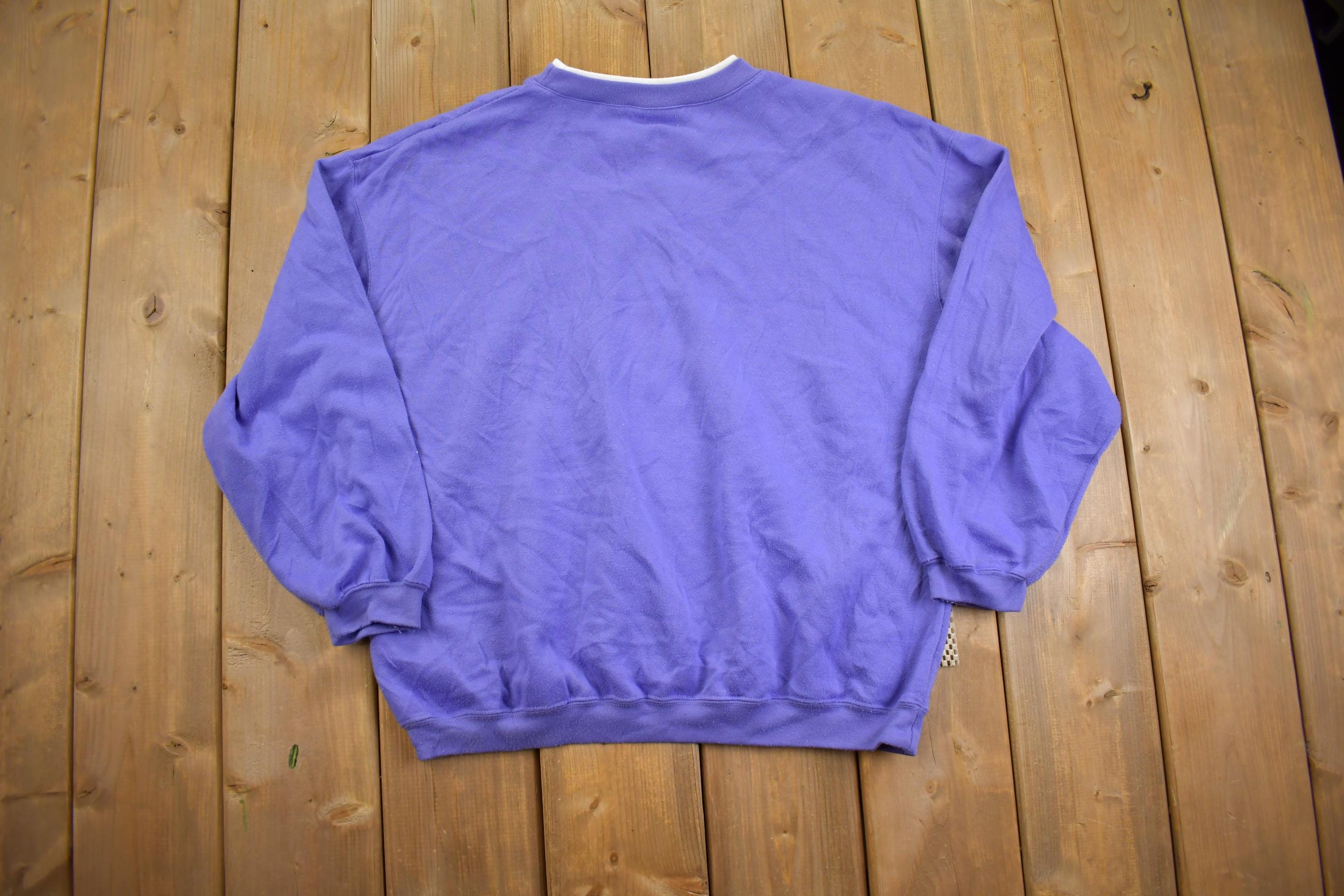 Vintage 1990s Flower Embroidery Cute Grandma Style Crewneck Sweater Made In USA - Large