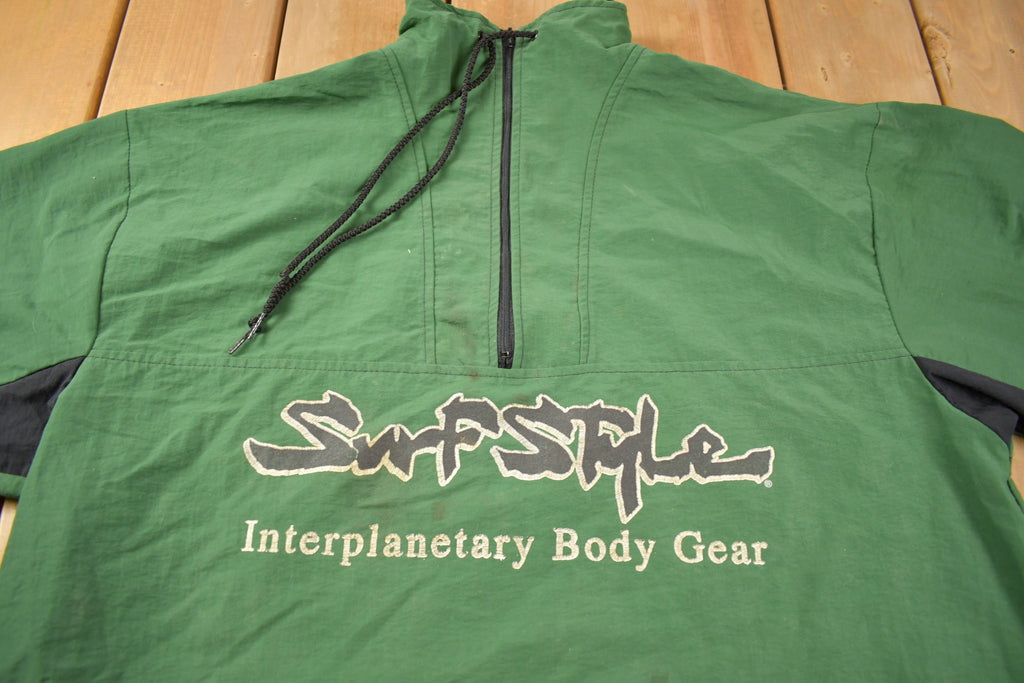 Vintage 1980s Surf Style Interplanetary Body Gear Quarter Zip Windbreaker Jacket