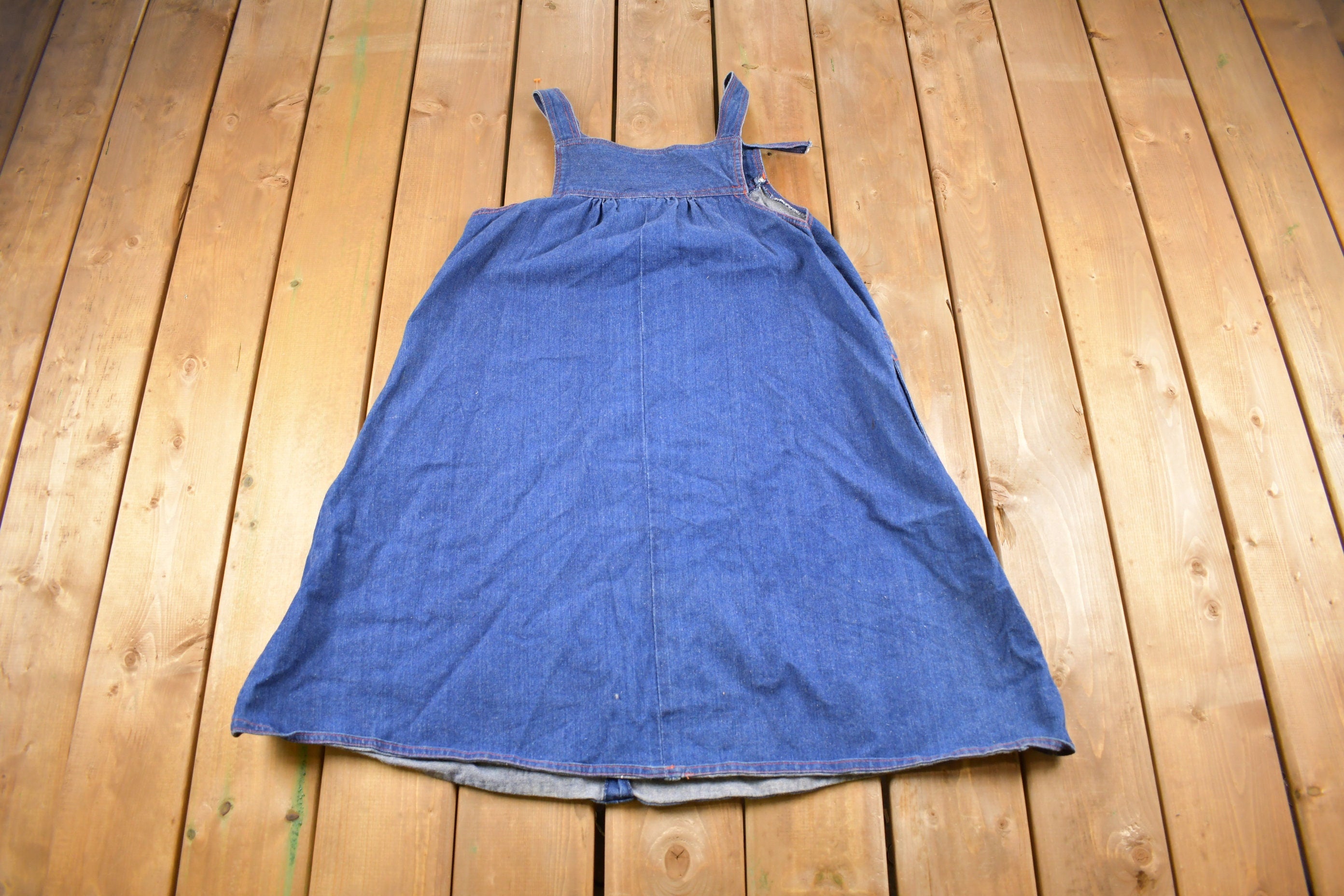 Vintage 1980s Joni Blair Embroidered Denim Dress Size 15