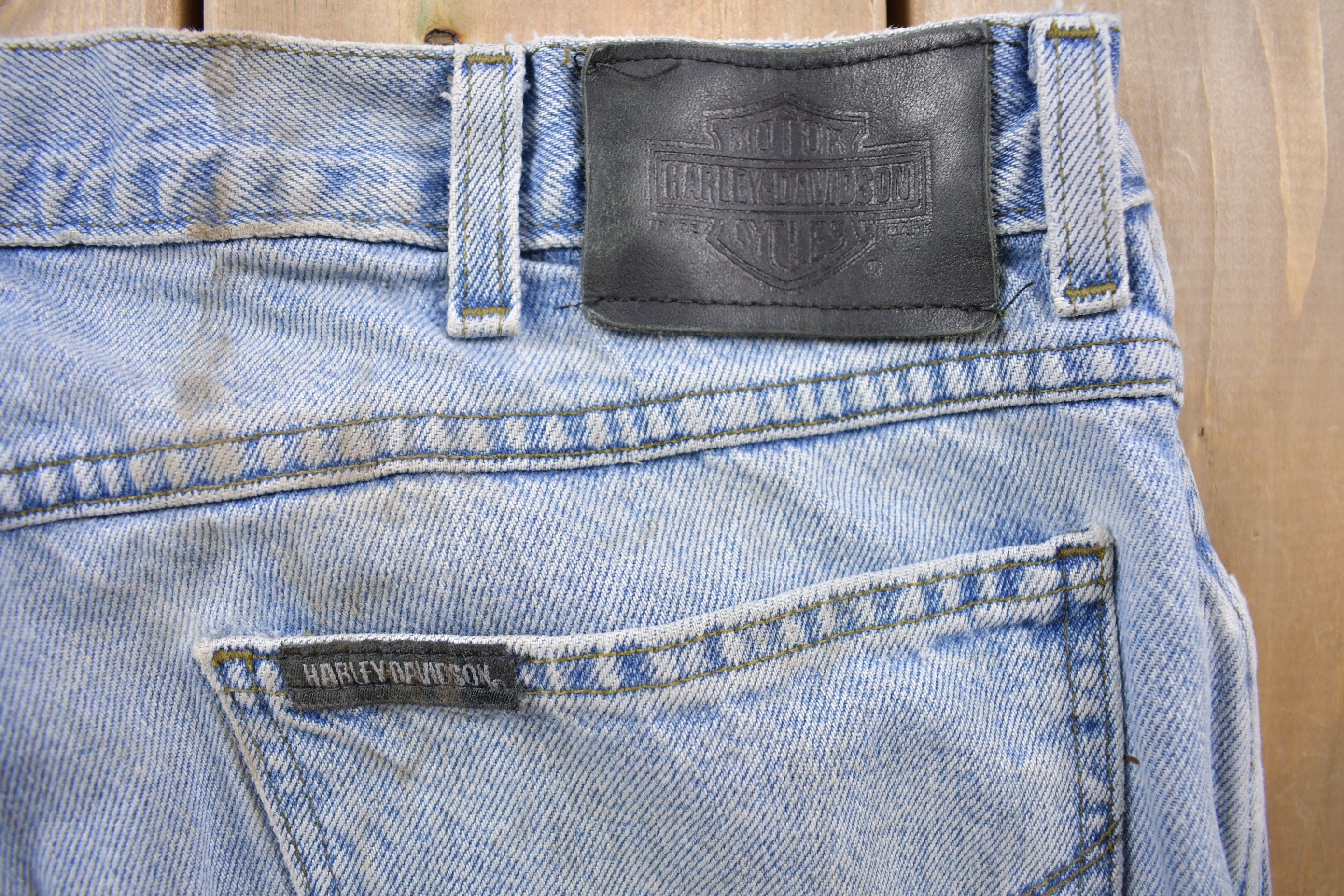 Vintage 1990's Harley Davidson Light Wash Blue Jeans 36 x 31
