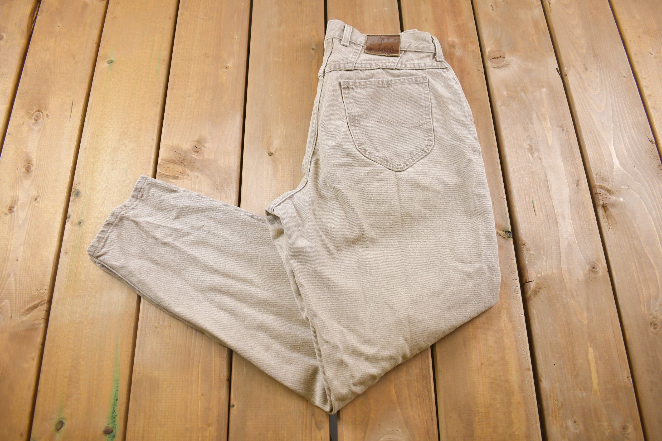 Vintage 1980's Lee Riveted Beige Jeans