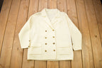 Vintage 1980s Blank White Knitted Cardigan Sweater