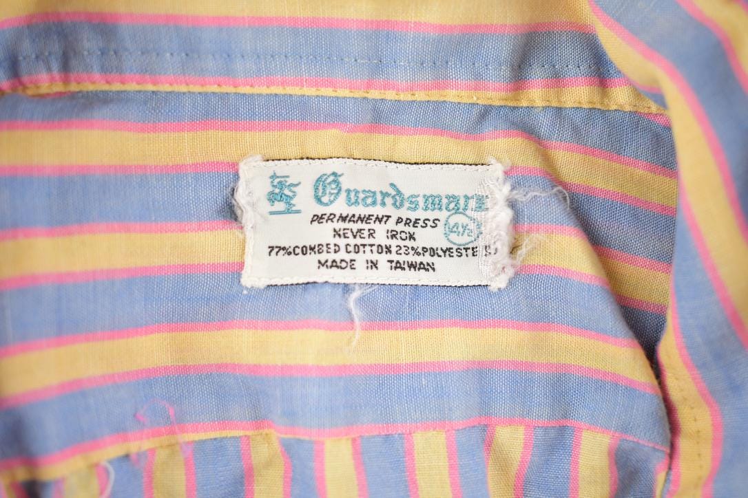 Vintage 1970s Guardsman Formal Striped Button Up Long Sleeve Shirt  70s aesthetic