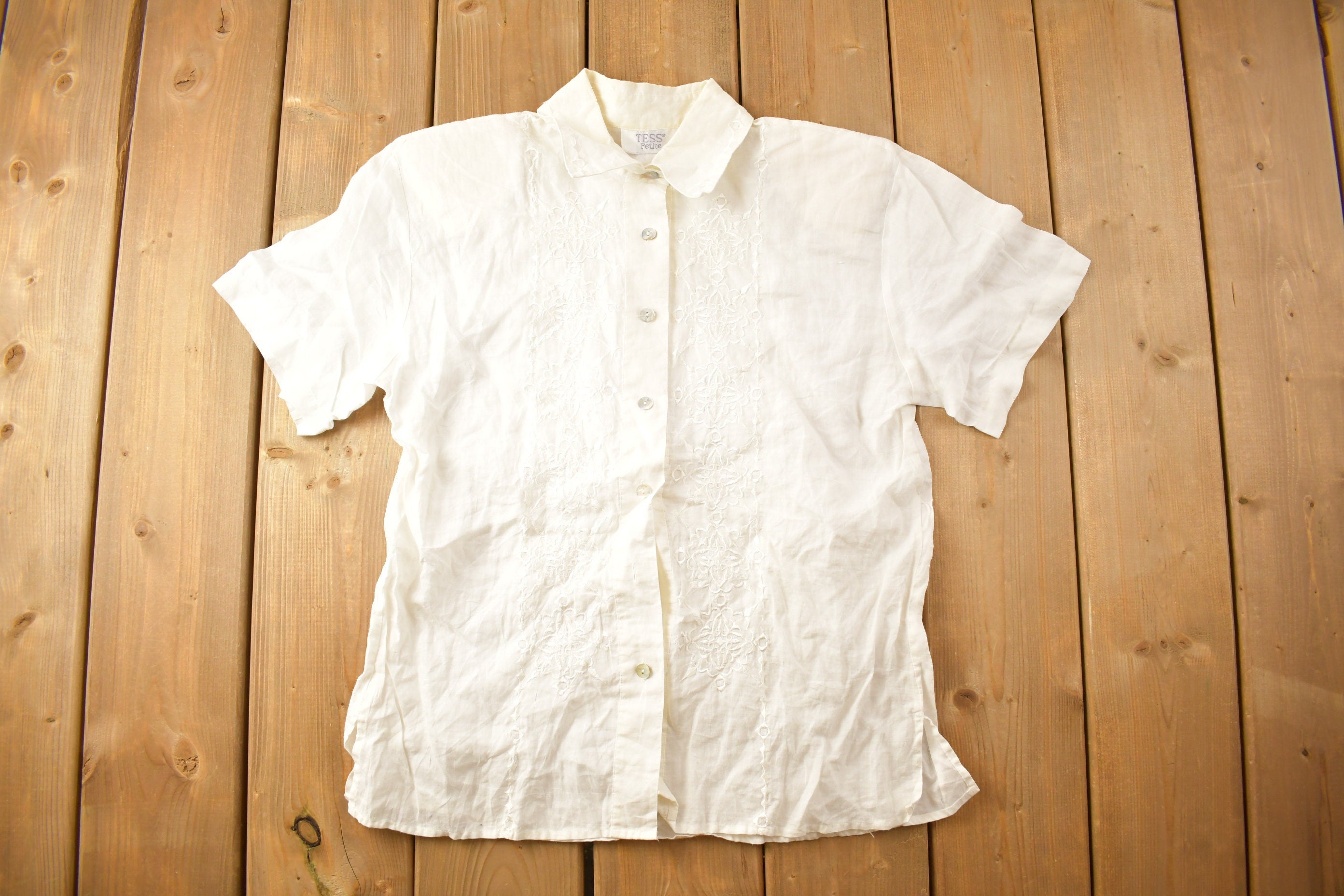 Vintage 1990s Tess Petite Blank Button Up Shirt