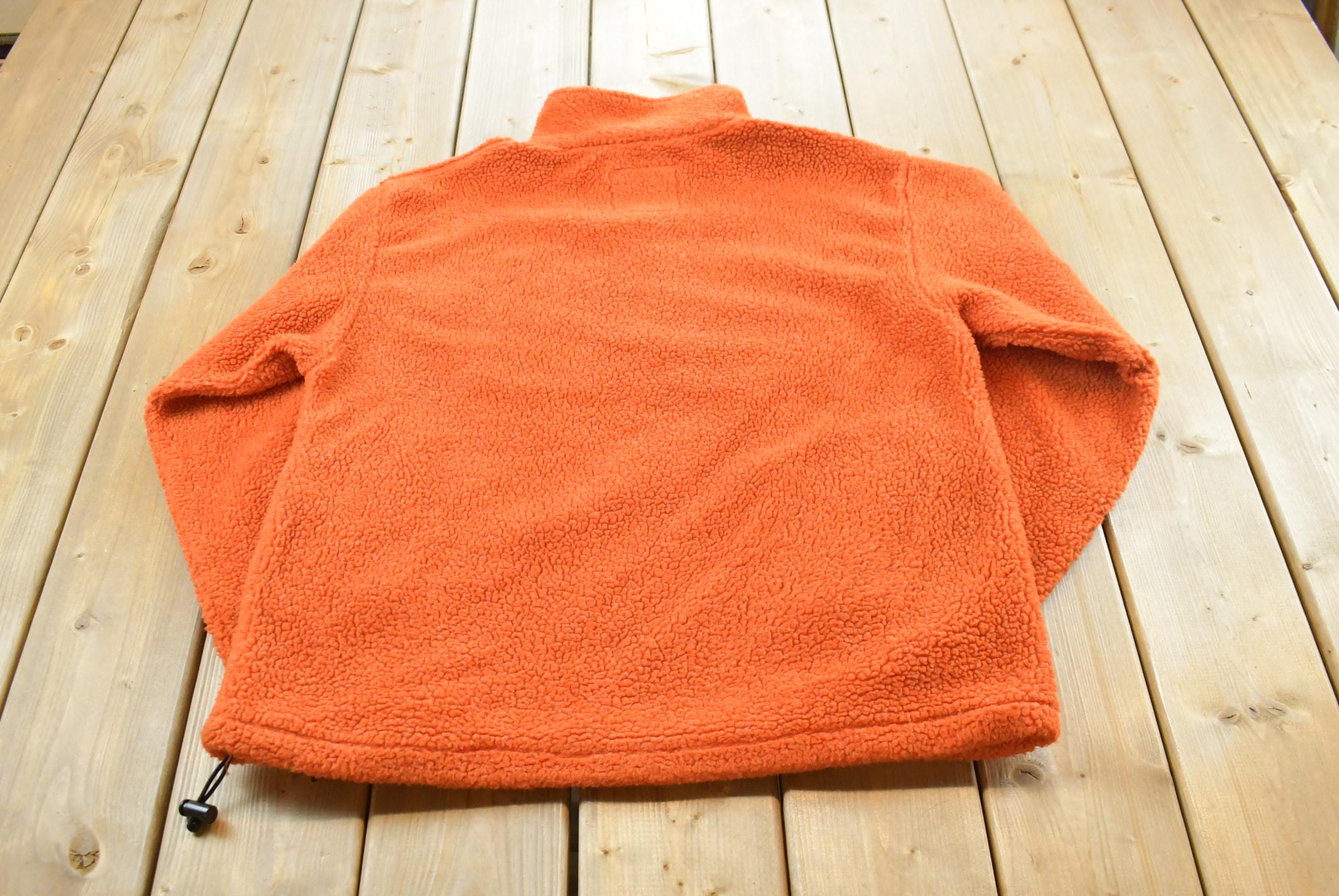 Vintage 1990s American Eagle Quarter Zip Orange Deep Pile Fleece Sweater Mens L /